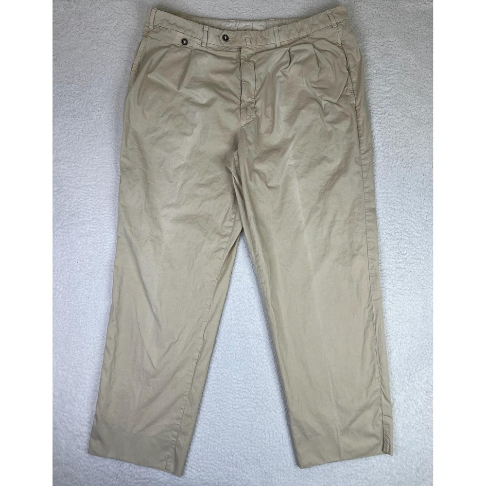 Faconnable Pants Mens 42x32 Beige Classic Fit Cotton Pleated Chino‎ Casual